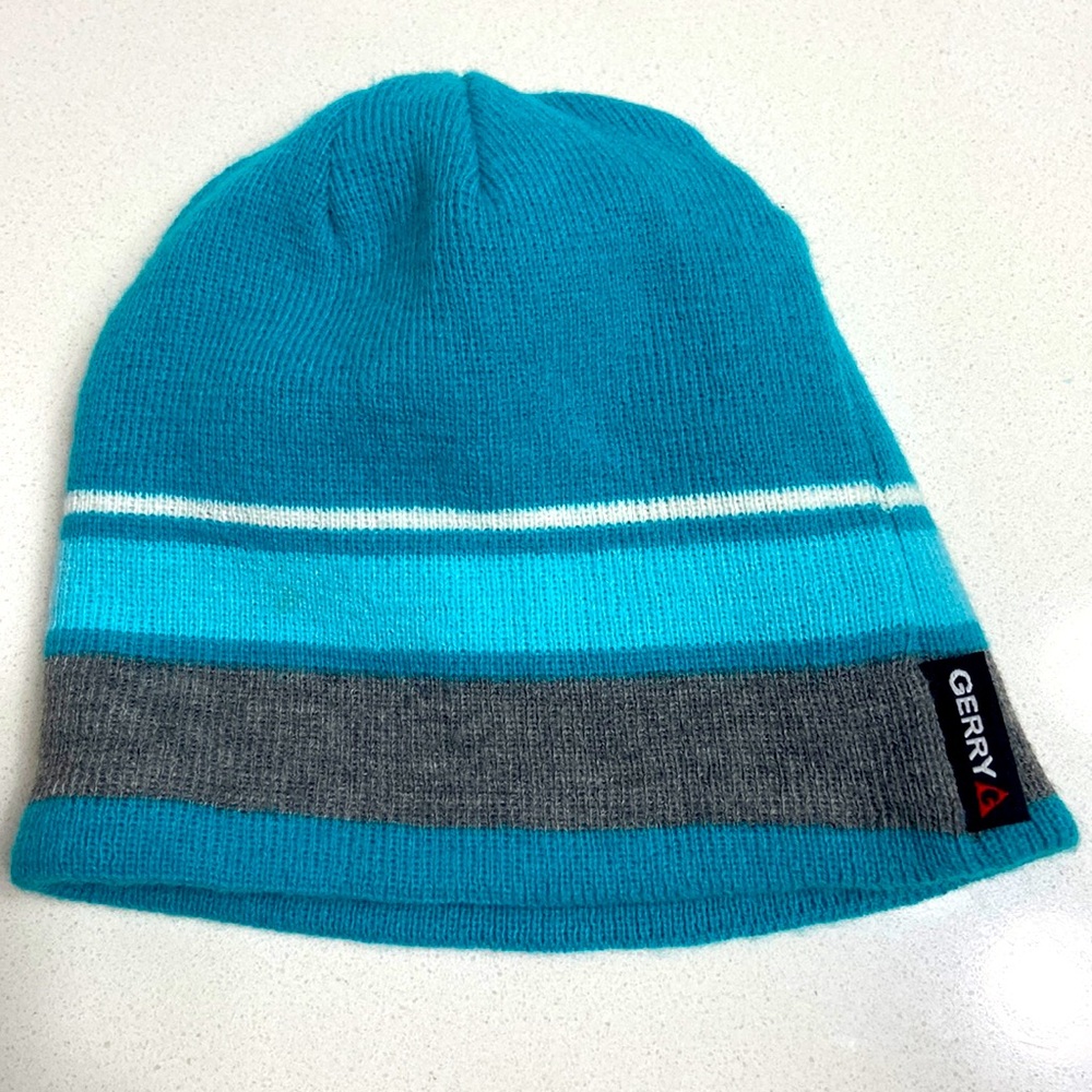 Turquoise/Gray boys beanie